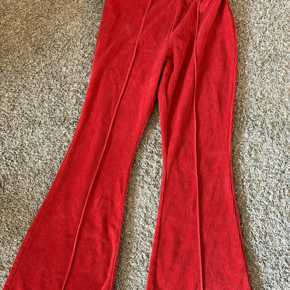 Aerie women Red Corduroy Flare Pants